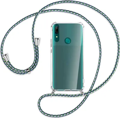 Produktbild von Handykette Backcover-Schutzhülle mit Band (Metall silberfarben) für Huawei P Smart Z - grün/blau/weiß