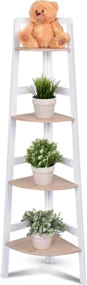 Produktbild von COSTWAY Eckregal Badregal Standregal Wandregal Regal Buecherregal Aktenregal Holzregal Dekoregal 4 Ebene