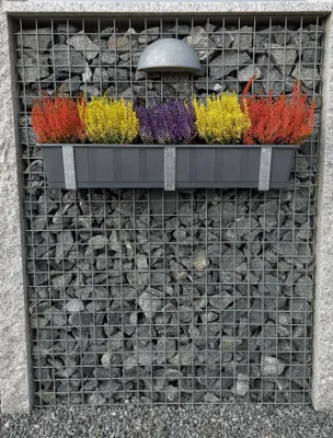 Immagine prodotto di Portafioriera zincato in set da 3, incluso vaso per fiori, per gabbioni MW 5 x 5