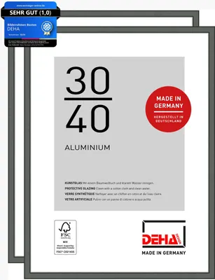 Produktbild von DEHA Design Bilderrahmen Boston (2er Set), 30x40 cm, Aluminium Contrastgrau