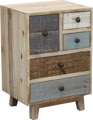 Immagine prodotto di Milani Home - cassettiera in legno con 5 cassetti, multicolor, stile country vintage