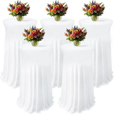 Produktbild von Famanu Cocktailtischhussen Set - 5 Stück, Weiß