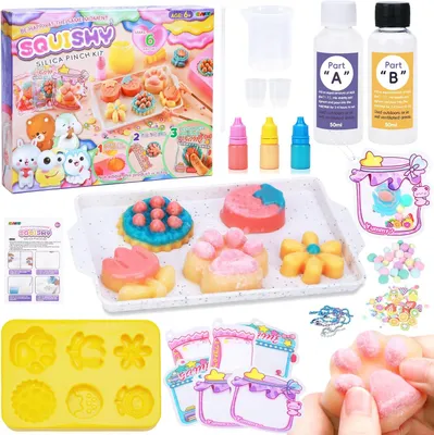 Produktbild von DIY Squishy Set 24 Stück, Antistress Spielzeug, 150 g Silikon AB-Mix 1:1, für Kinder