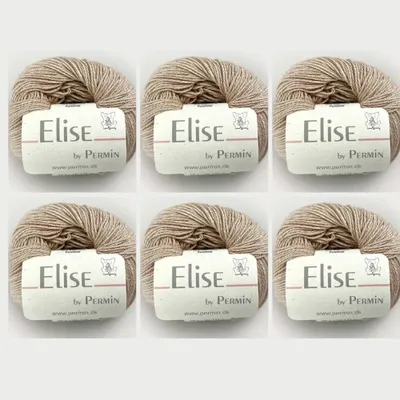 Zdjęcie produktu dla 6 motków Elise marki Permin – luksusowa przędza bawełniano-kaszmirowa (25 g/115 m) (grubość 11)