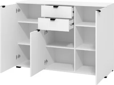 Immagine prodotto di Dmora Cassettiera Mainarda 135x40x95h cm Bianco, 2 Cassetti Apertura Battente, Scorrevole