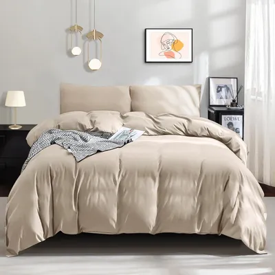 Produktbild von Mikrofaser Bettwäsche Set 135x200cm Khaki mit Reißverschluss