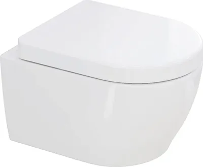 Produktbild von Aqua Bagno Spülrandlose Toilette Wand-WC inkl.abnehmbaren WC-Sitz mit Softclose-Absenkautomatik kurz