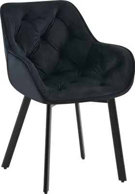 Produktbild von 2er Set Esszimmerstuhl VOVER - Samt Schwarz 57x62x84 cm | Essstühle Esszimmerstühle Küchenstühle Wohnzimmerstühle