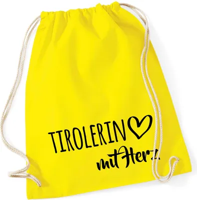 Produktbild von Huuraa Turnbeutel Tirolerin mit Herz 12 Liter Yellow Baumwolle Rucksack Geschenkidee