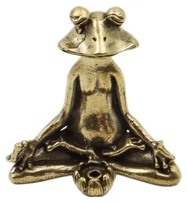 Meditierender Frosch aus Metall, gold, 5 x 4,9 cm, Gartenfigur