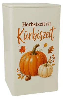 Produktbild von Dose 900ml Kürbiszeit - Aufbewahrungsdose mit Herbstspruch Mit Spruch: