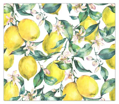Produktbild von Spritzschutz Herdabdeckplatte Schneidebrett aus Glas Zitronenmuster 1-Teilig (60x52cm)