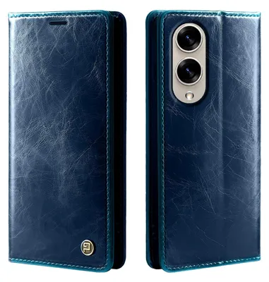 Produktbild von Handyhülle für Samsung Galaxy S25 Edge Kunstleder Klapphülle Vintage Cover Hülle RFID Schutz Case Kartenfach Farbe: Blau