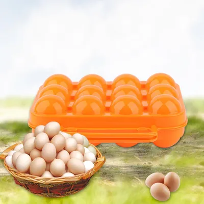 Image de Boîte de rangement en plastique pour oeufs avec poignée pour 12 oeufs (orange)