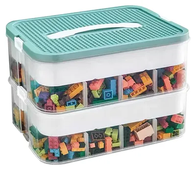 Productafbeelding van Opbergbox voor Lego-bouwstenen met 3 compartimenten, stapelbaar