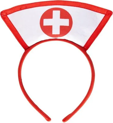 Productafbeelding van Verpleegster Haarband met Hoed - Wit/Rood Kostuum Accessoire voor Feestjes