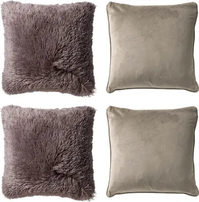 Produktbild von Dutch Decor Dekokissen-Set Fluffy Velvet 45x45 cm Beige