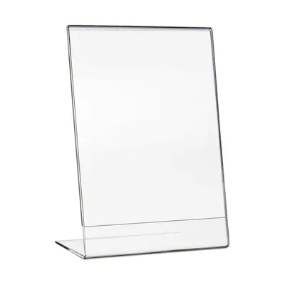 A clear acrylic L-stand display.