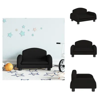 Productafbeelding van vidaXL Kinderbank, zwart, 50x40x30 cm, gestoffeerd - Meubels voor baby's en peuters