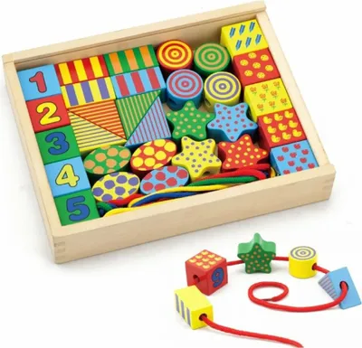 Obrázok produktu pre Drevené vzdelávacie bloky pre deti na navliekanie Viga Toys Montessori