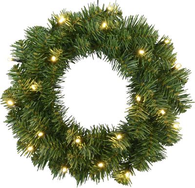 Star Trading  Batteriebetriebener Outdoor-Tannenkranz ,Alaska', Weihnachtskranz mit 20 LEDs, Timer, grün, Ø 38cm
