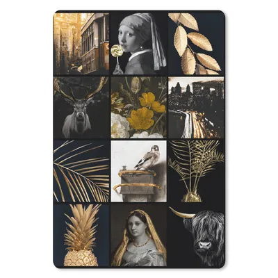 Produktbild von MuchoWow® Mauspad Mousepad Collage - Gold - Kunst - Blumen 18x27 cm - Mousepads - Maus Mat - Pad - Mausunterlage