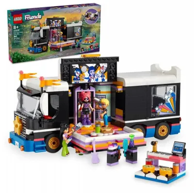 Produktbild von LEGO Friends Popstar-Tourbus, Musik-Set mit LKW-Spielzeug und 4 Figuren, fördert die sozial-emotionale Entwicklung, Geschenk zum Geburtstag für Mädchen und Jungen ab 8 Jahren 42619