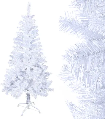 Produktbild von UISEBRT Künstlicher Weihnachtsbaum 150cm Tannenbaum Christbaum Kunstbaum Dekobaum mit Baumständer Weihnachtsdeko Weiß PVC