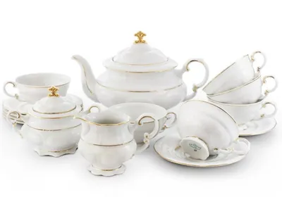 Produktbild von Leander Teeservice, Porzellan, Sonata, Goldstreifen, Leander, 15 d.