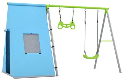 Produktbild von AIYAPLAY 3 in 1 Schaukelgestell Schaukelgerüst mit Spielzelt Schaukel Turnringe