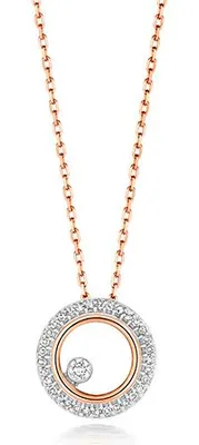 Produktbild von Funkelndes Feuer Wunderschöne 9 Karat (375) Rotgold Diamant Halskette Brillant-Schliff 0.08 Karat H - I1 - 46cm*10mm; TRS214739KR