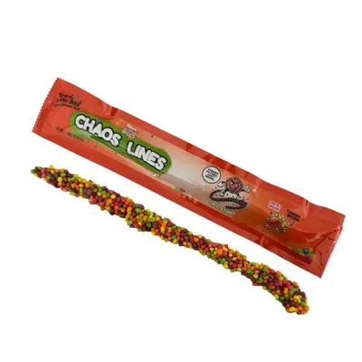 Produktbild von 6x Chaos Candy – Chaos Lines Mix-Pack| 2x Fruitstorm, 2x Mixed Berries, 2x Grape Straw | Kaubonbon-Mix| Bunte US-Süßigkeit+Heartforcards Versandschutz