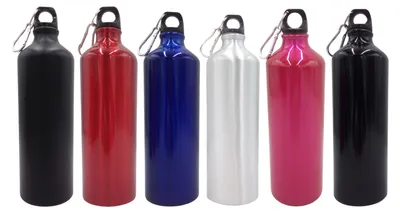 Produktbild von Aluminium Trinkflasche 1000ml farbig mit Karabiner Wasserflasche Sportflasche