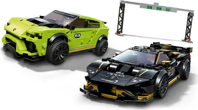 Produktbild von LEGO 76899 Speed Champions Lamborghini Urus ST-X & Lamborghini Huracán Super Trofeo EVO, Bausatz für Modellautos, Spielzeugautos, Rennautos