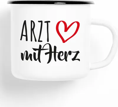 Produktbild von Huuraa Emaille Tasse Arzt Geschenk Kaffeebecher Vintage 300ml Arzt Präsent