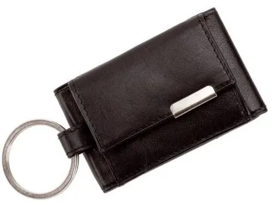 Produktbild von Mini-Börse mit Metallemblem 8,5x5cm Leder schwarz