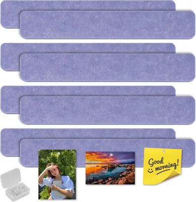 Imagen del producto de Panel de fieltro autoadhesivo, juego de 8 unidades, 33 x 5 cm, incluye 30 chinchetas, para colgar en la pared