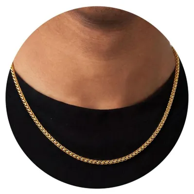 Produktbild von Kette Weizen-Kette Edelstahl/18K Vergoldet - 2/3/4/5 mm Breit - Silberfarbene/Goldfarbene Kette - Hip Hop Kette - 46/51/56/61 cm - Schmuck für Herren/Damen