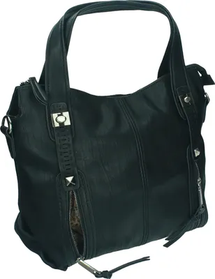 Produktbild von Damen Handtasche MADRID 1 Henkeltasche Schultertasche Umhängetasche mit Reißverschluss, Schulterriemen und zwei Henkeln Farbe - schwarz CZ-80571