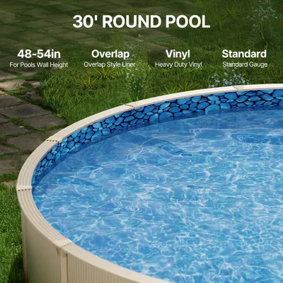 Produktbild von Runde Poolfolie, φ914x147 cm, Innenfolie, Ersatzfolie, Innenhülle, Schwimmbadfolie, Vinyl-Folie im Überlappungsstil, verschleißfest, für Aufstellpools mit 137 cm Wandhöhe