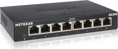 Obrázok produktu pre Netgear GS308-300PES Gigabit Ethernet Switch, 8 portov, kovové puzdro, Plug & Play, bez ventilátora