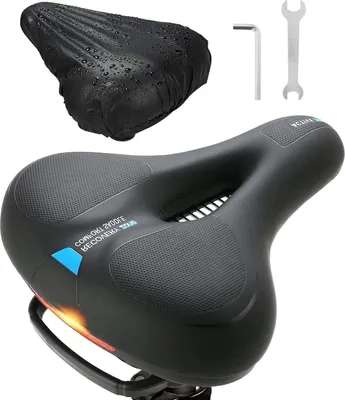 Produktbild von Dayshake Fahrradsattel - Inkl. Sattelbezug - Reflektierend und Belüftend - Herren/Damen - Wasserdichter Fahrradsattel - Schwarz