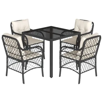 Immagine prodotto di vidaXL set da pranzo da giardino a 5 pezzi con cuscini in rattan nero