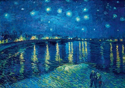 Zdjęcie produktu dla Puzzle 1000 Gwiaździsta noc nad Ronem, Van Gogh