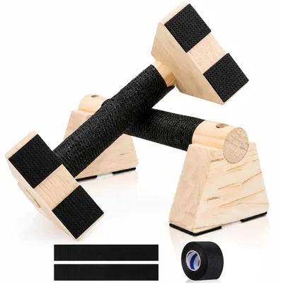 Immagine prodotto di Maniglie per flessioni in legno con supporto antiscivolo