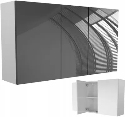 Produktbild von Hängende Badezimmerkommode 110 Weiß Grau Hochglanz 110x60 (40+30+40)