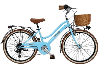Produktbild von Dolce Vita by Canellini JUNIOR Fahrrad Citybike Madchen mit Korb - Hellblau 24"