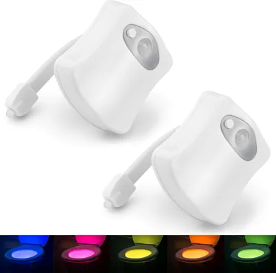 Produktbild von 2er Set LED Toilettenlicht mit Bewegungsmelder WC Nachtlicht Toiletten Lampe Beleuchtung Klolicht mit Farbwechsel Batterie