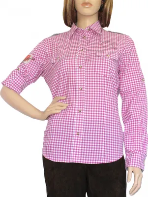 Produktbild von Trachtenbluse Damen Trachten lederhosen-bluse Trachtenmode brombeer kariert, Größe:44