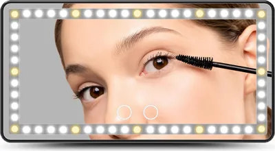 Obrázok produktu pre Automatické kozmetické zrkadlo s LED osvetlením, slnečná clona spolujazdca, make-up, trojfarebné, 1500 mAh, dobíjateľné, autodoplnky